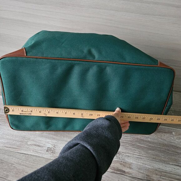 Ralph Lauren Hunter Green Carry On Duffle Bag Canvas Leather Vintage Weekender - Picture 7 of 11